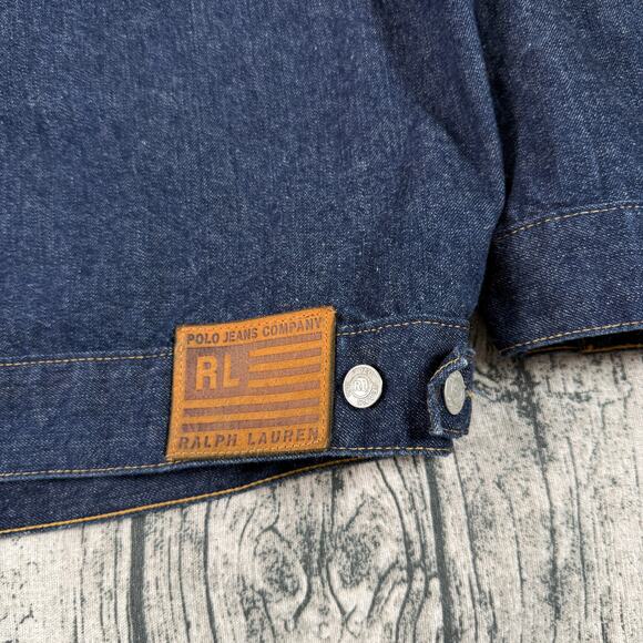 Vintage Ralph Lauren Polo Jeans Co. Blue Denim Trucker Jacket 4XL - Picture 7 of 13